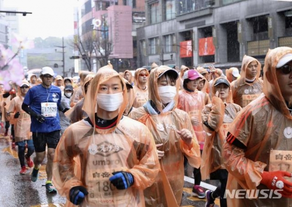 2월16일 일본 구마모토성 마라톤 당시 모습.