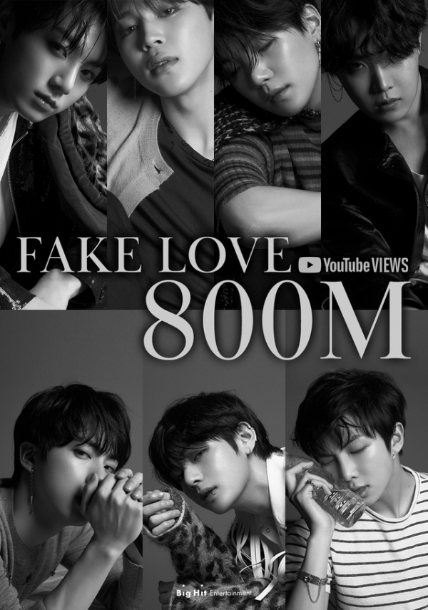 방탄소년단 FAKE LOVE MV 8억뷰 이미지. 2020.11.02. (사진 = 빅히트 엔터테인먼트 제공)